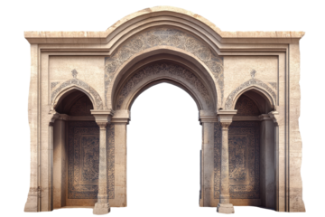 Eastern ancient Arab arch entrance showcases detailed craftsmanship and historical significance, inviting exploration and appreciation of architectural beauty in a gigapixel format