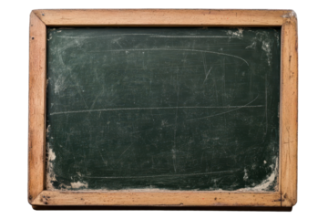 Chalkboard with wooden frame isolated on transparent background showcasing a blank surface ready for educational use and creative expression