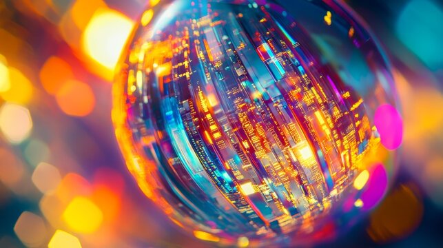 A vibrant orb made of colors and light. This image captures the essence of digital beauty and innovation. Perfect for modern design inspiration. Generative AI