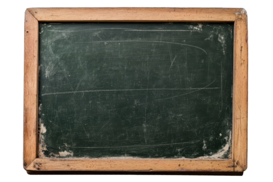 Chalkboard with wooden frame isolated on transparent background showcasing a blank surface ready for educational use and creative expression - Powered by Adobe