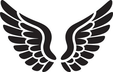 symmetrical angel wings gracefully spread against a pure white background