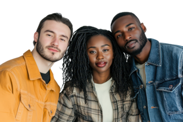 Four friends of diverse backgrounds enjoy a casual gathering indoors while showcasing their unique fashion styles in a modern and welcoming atmosphere