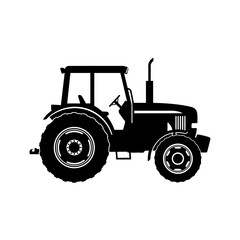Obraz premium Black silhouette of a farm tractor, vector icon