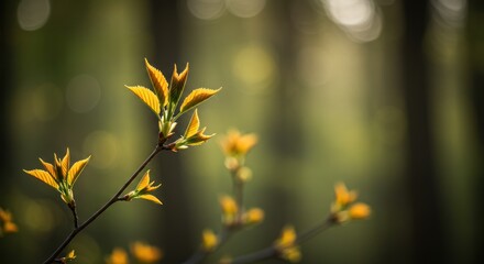 Obraz premium Sunlit Forest Sapling A Vibrant Burst of Life in Spring