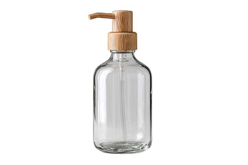 refillable glass soap dispenser isolated on white background sustainable packaging