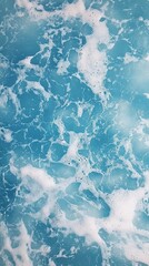Aerial Ocean Scene Blue Water Waves White Foam Sea Movement Background Copy Space