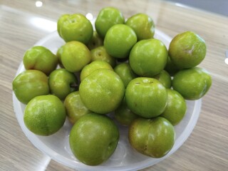 Plum green sub tropical furit fresh