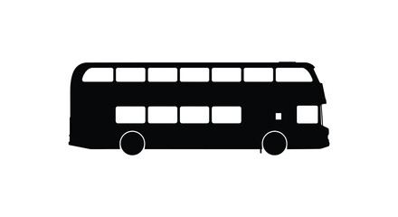 Double decker bus silhouette on white background