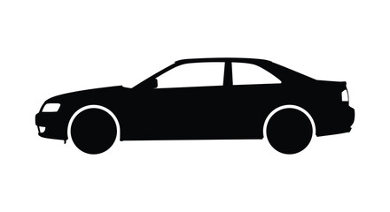 black car silhouette on white background side view
