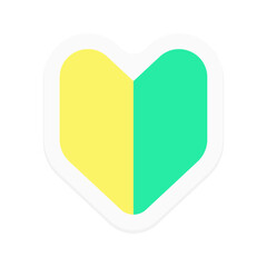 シンプルな初心者マークのシール - 緑色と黄色の若葉マーク･ビギナー･初級のイメージイラスト素材