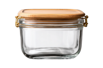 reusable glass food container isolated on white background eco storage