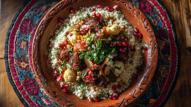 Comida arabe traditional dish, concept of Middle Eastern cuisine
