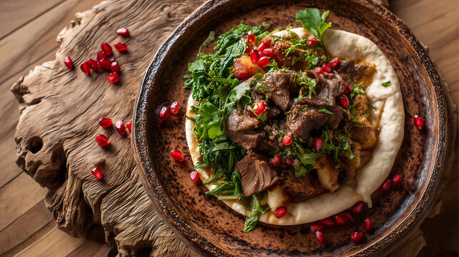 Comida arabe traditional dish, concept of Middle Eastern cuisine
