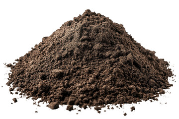 Pile of rich dark soil isolated on transparent background showcasing the texture and characteristics of earth suitable for gardening and landscaping projects