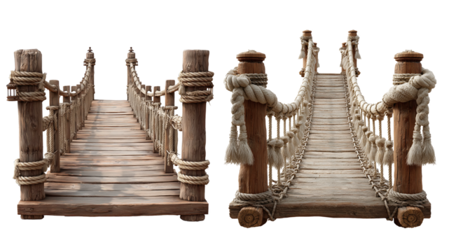 Rustic wooden bridge isolated on transparent background, clipping path
- Powered by Adobe
