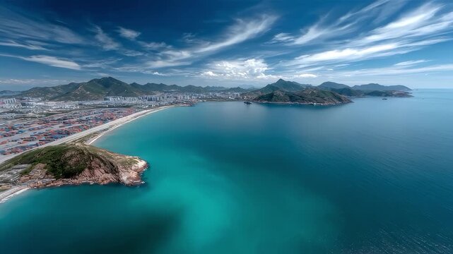 Picturesque Coastline of a Port City