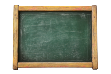 Chalkboard ready for teaching and learning in a classroom with transparent background enhancing its details and texture