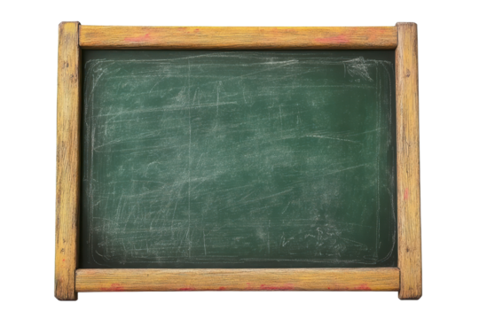 Chalkboard ready for teaching and learning in a classroom with transparent background enhancing its details and texture