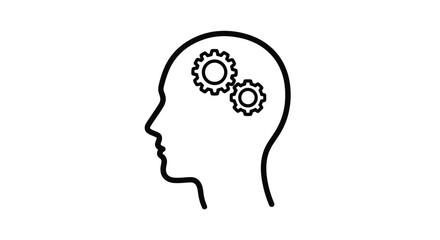 Vector illustration of head with gears, representing thinking and problemsolving