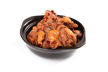 Spicy Stewed Oxtail with Fresh Vegetables in Black Bowl