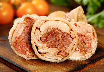 Mongolian Mutton Belly Rolls Sliced Fresh Traditional Asian Meat Buns Delicious Inner Filling