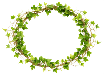vine frame leaf vine circle isolated on white background ,PNG.AI Generated.