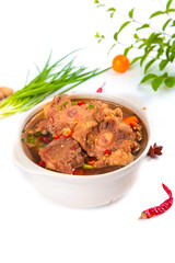 Chinese Oxtail Stew with Herbs and Spices in White Bowl - Traditional Asian Cuisine