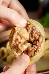Traditional Inner Mongolia Pork Belly Dumpling Wrapped in Golden Dough - Delicious Asian Street Food