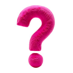 Soft plush pink question mark on transparent background. PNG