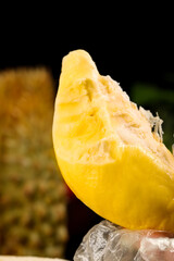 Fresh Golden Durian Fruit Flesh Thai Tropical Delicacy Creamy Texture Pillow Segments