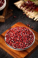 Fresh Red Kidney Beans from Guizhou China on Wooden Board - Healthy Legumes and Grains for Cooking