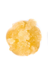 Yellow Rock Sugar Crystals Cane Sugar Chunks Natural Sweetener Ingredient Isolated White Background