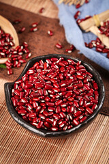 Small Red Adzuki Beans from Guizhou Province in Deep-Bottomed Ceramic Bowl - Farm Fresh Northeast China Medley
