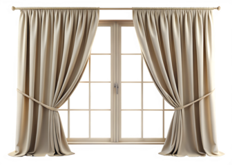Window curtain isolated on white background ,PNG.AI Generated.