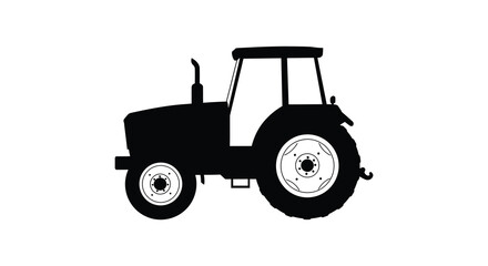 Black silhouette of a tractor on a white background