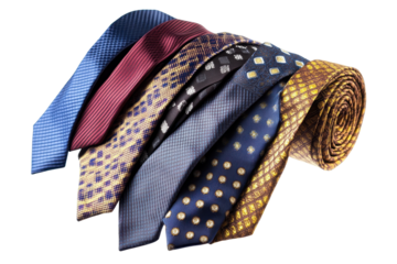 Collection of assorted neckties arranged in a stylish manner showcasing various patterns and colors with a focus on elegance and fashion suitable for formal occasions