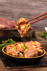 Traditional Braised Oxtail Stew with Chopsticks - Asian Beef Tail Cuisine