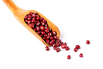 Red Kidney Beans in Wooden Spoon on White Background - Nutritious Vegetarian Protein Staple Food Ingredient