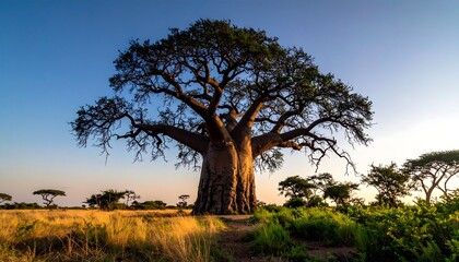 Baobab Tree Sunset Savanna