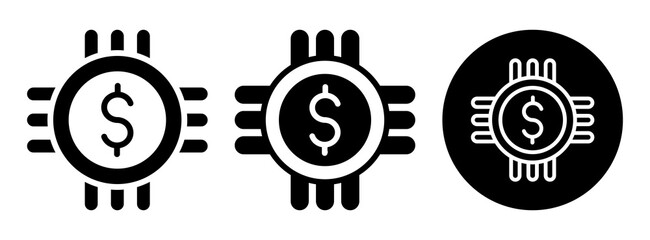 Digital Money Icon Collection Glyph & Mixed Style