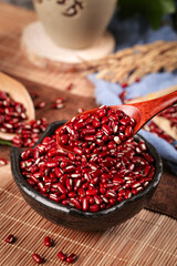 Fresh Red Adzuki Beans from Guizhou Farm on Bamboo Mat - Traditional Chinese Legumes