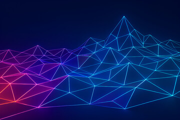 Neon Polygon Mesh Abstract