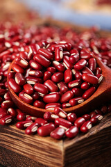 Fresh Red Beans from Guizhou China in Wooden Spoon - Small Coarse Grains Harvested by Farmers for Healthy Cooking