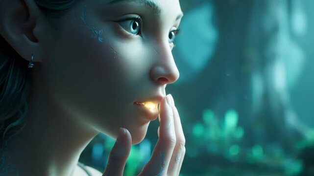 enchanting elf with radiant light orb mystical woods