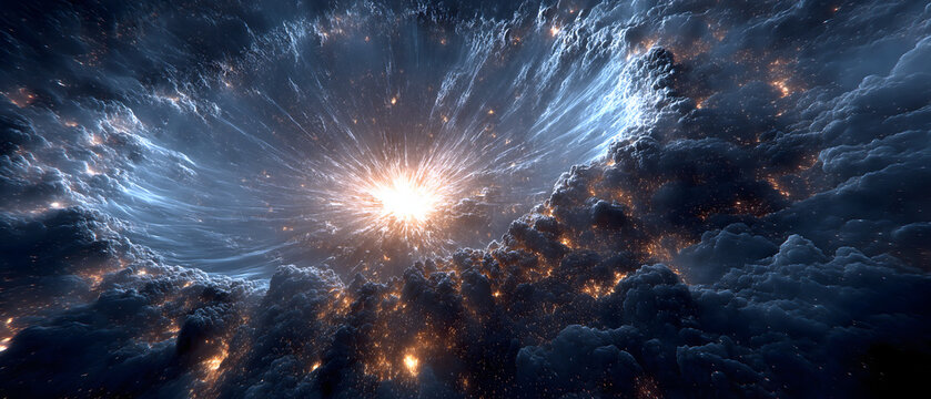 Aztec Myth・Fifth Sun Sacrifice Furnace・Stellar Alchemy | Dying Star in Supernova Phase, Neutron Star "Divine Heart" Emitting Radiation, Jaguar-Patterned Carbon Nebula, Iron-Crystal Eagle Crown, Tektit