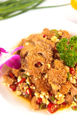 Freshly Cut Spicy Tripe with Vegetables and Nuts Traditional Farmhouse Dish