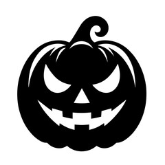 Black and white vector silhouette of a Halloween pumpkin on white background

