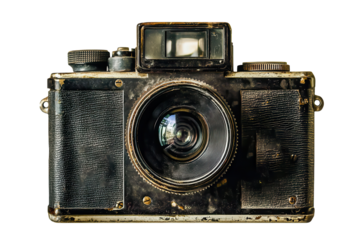 Vintage camera captures memories from a bygone era with unique design and texture showcasing its classic charm and historical significance