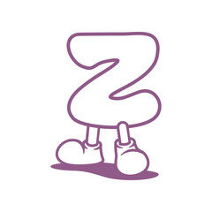 Cartoon Letter Z Mascot Illustration with Shoes