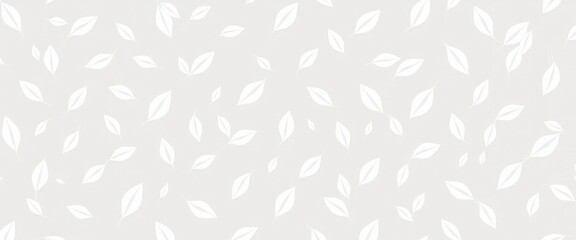 Elegant white leaf pattern on soft gray background, perfect for modern interiors & fashion , repeating, stylish